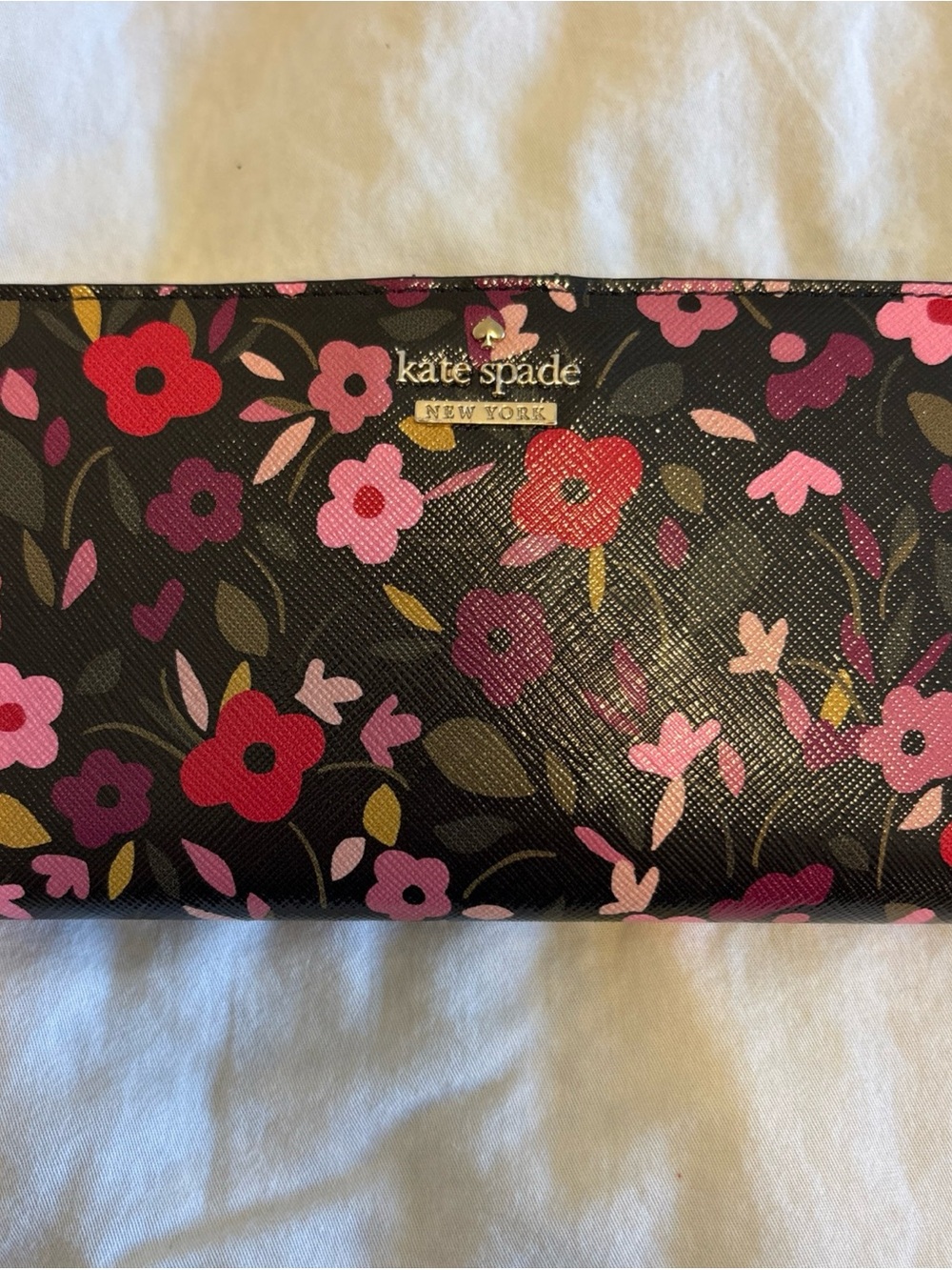 kate spade Black Boho Floral Slim Wallet